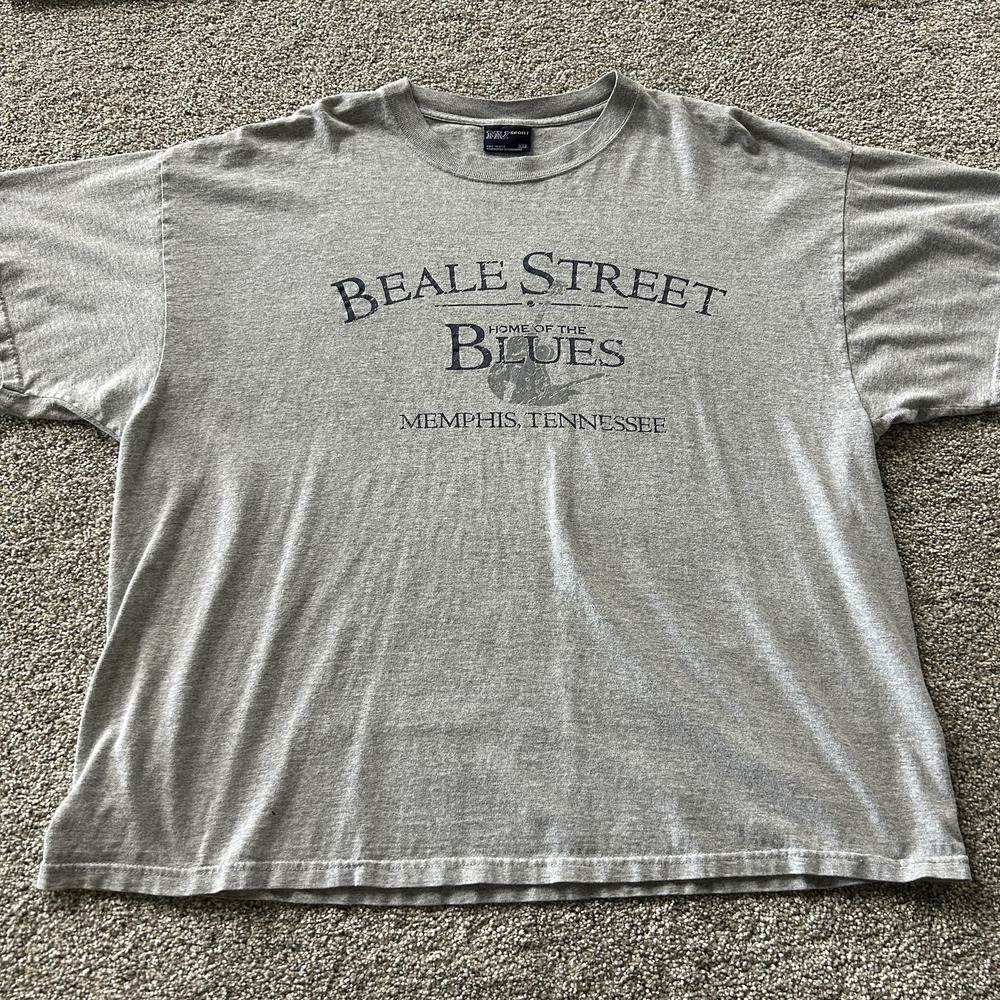 Beale Street Memphis Blues Shirt Mens 2XL Gray MV Sport Music Tee T-Shirt
